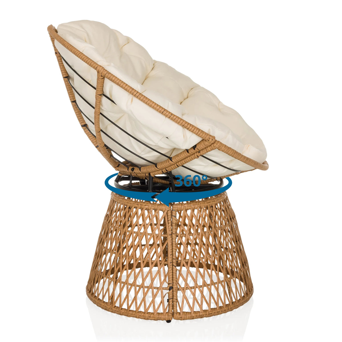 Fonction pivotante à 360 degrés de la Chaise d'extérieur WEAVORA en beige de hjh LIVING