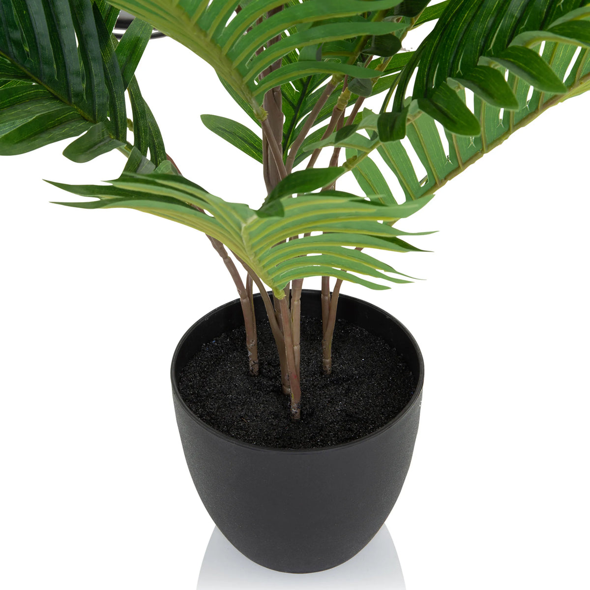Pot de fleurs noir avec feuilles vertes de la Plante artificielle ARECA de hjh OFFICE