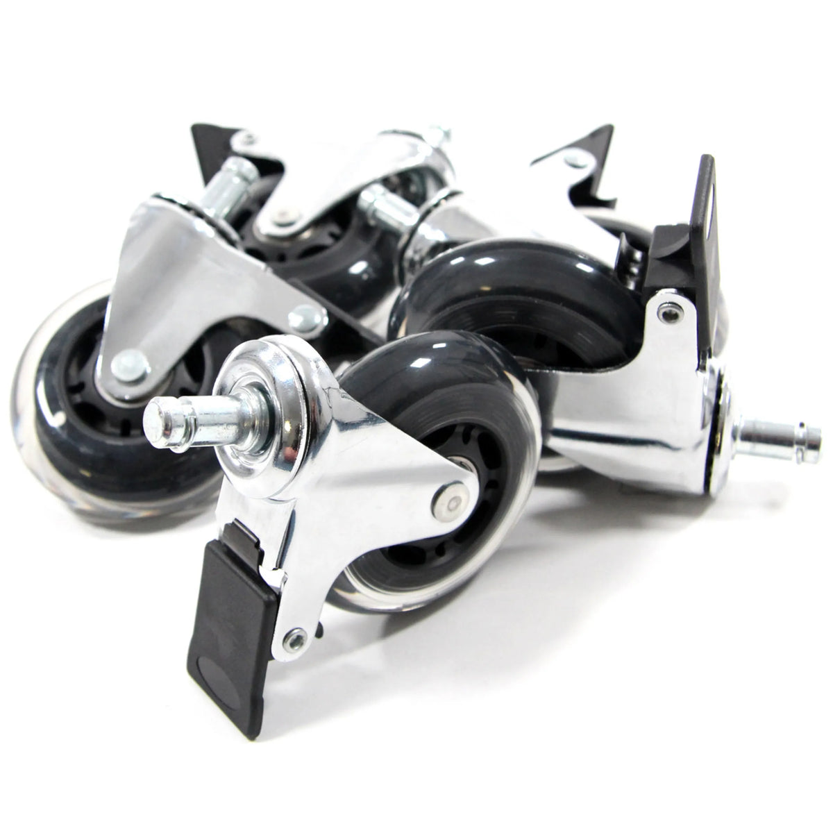 Roulettes 5x ROLO SKATE CT 11mm/75mm avec freins de blocage en argent pour sols durs de hjh OFFICE