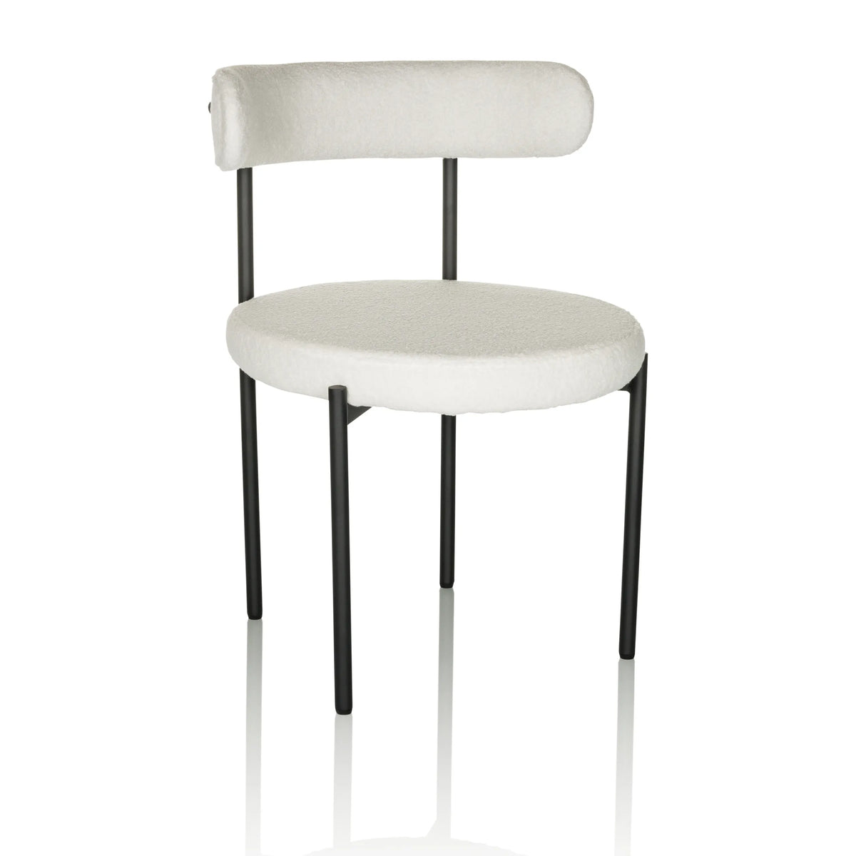 Chaise rembourrée blanche TEDIO avec assise et dossier arrondis et pieds noirs de hjh OFFICE – vue à 360° (vue de trois quarts avant 30°)