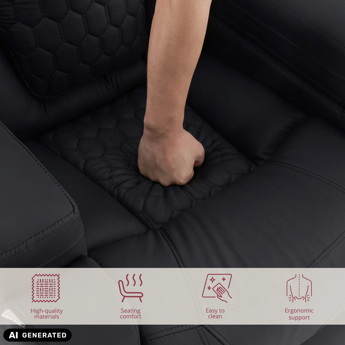 Rembourrage du fauteuil de salon Game Sport RX en noir de hjh OFFICE (image générée par IA)