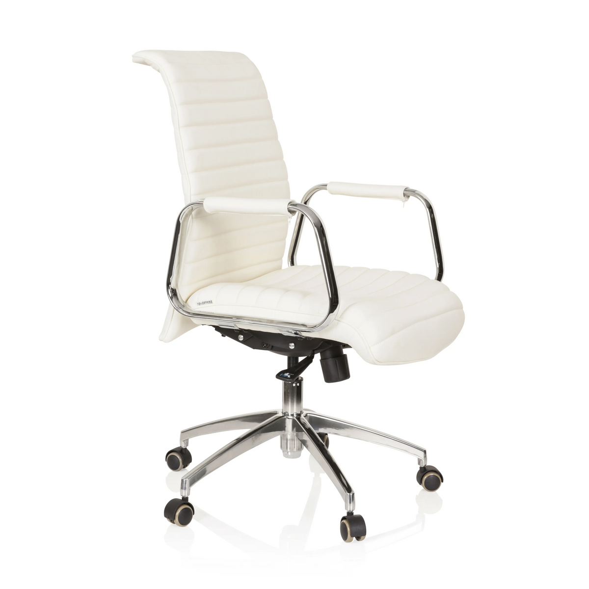 Siège de direction de qualité professionnelle ASPERA 10 blanc crème avec accoudoirs et base à cinq roulettes de hjh OFFICE – vue à 360° (vue de trois quarts avant 60°)
