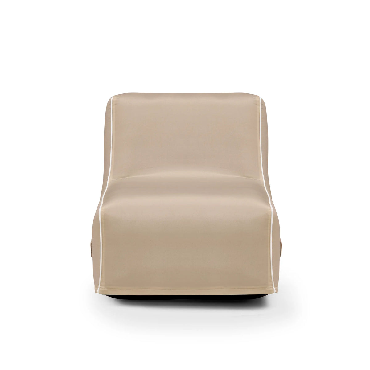 Canapé Gonflable Sitzolo Air beige avec surface lisse et surpiqûres blanches de hjh LIVING – vue à 360° (vue de face 0°)