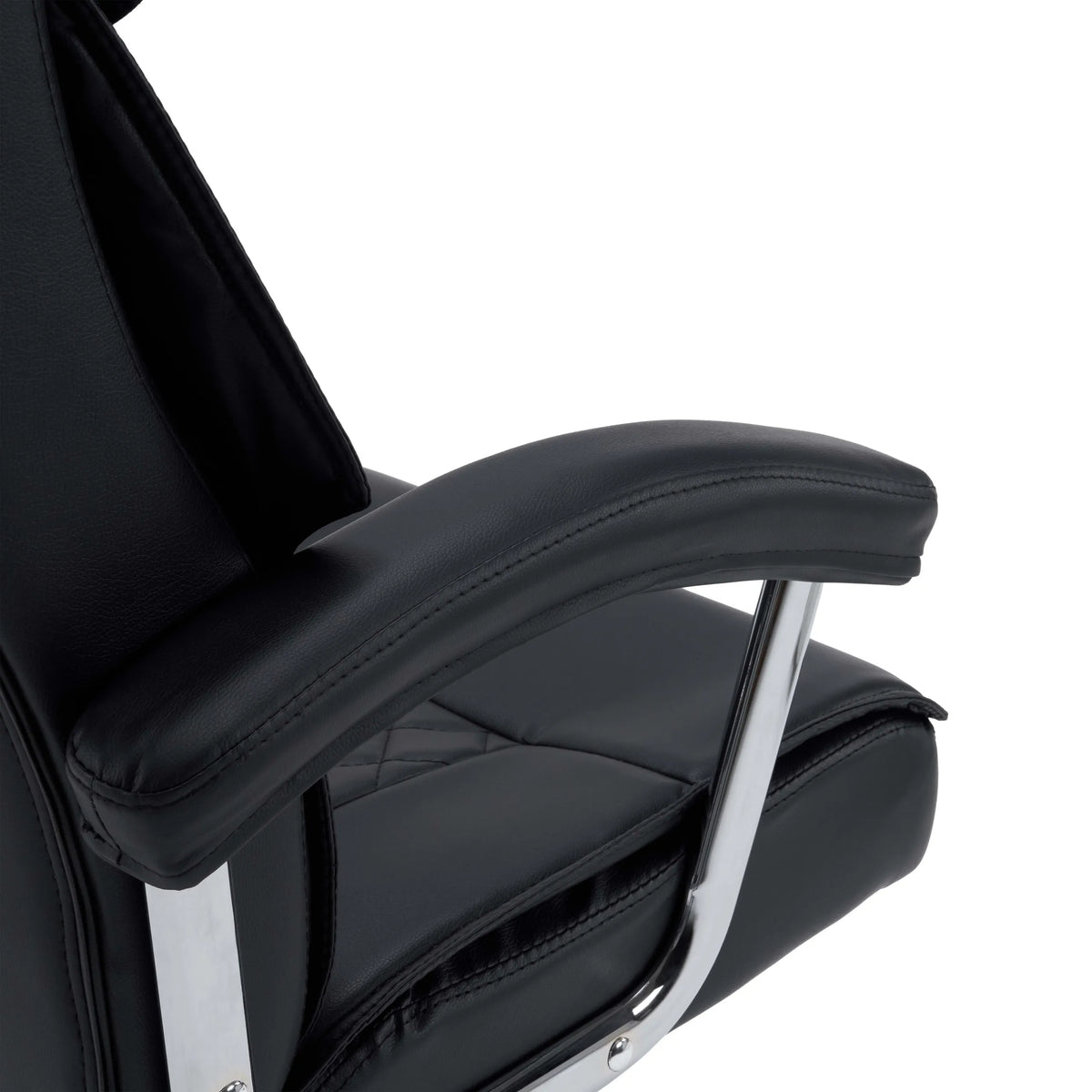 Accoudoir rembourré avec structure chromée du siège de bureau à domicile Relax Prestio en noir de MyBuero
