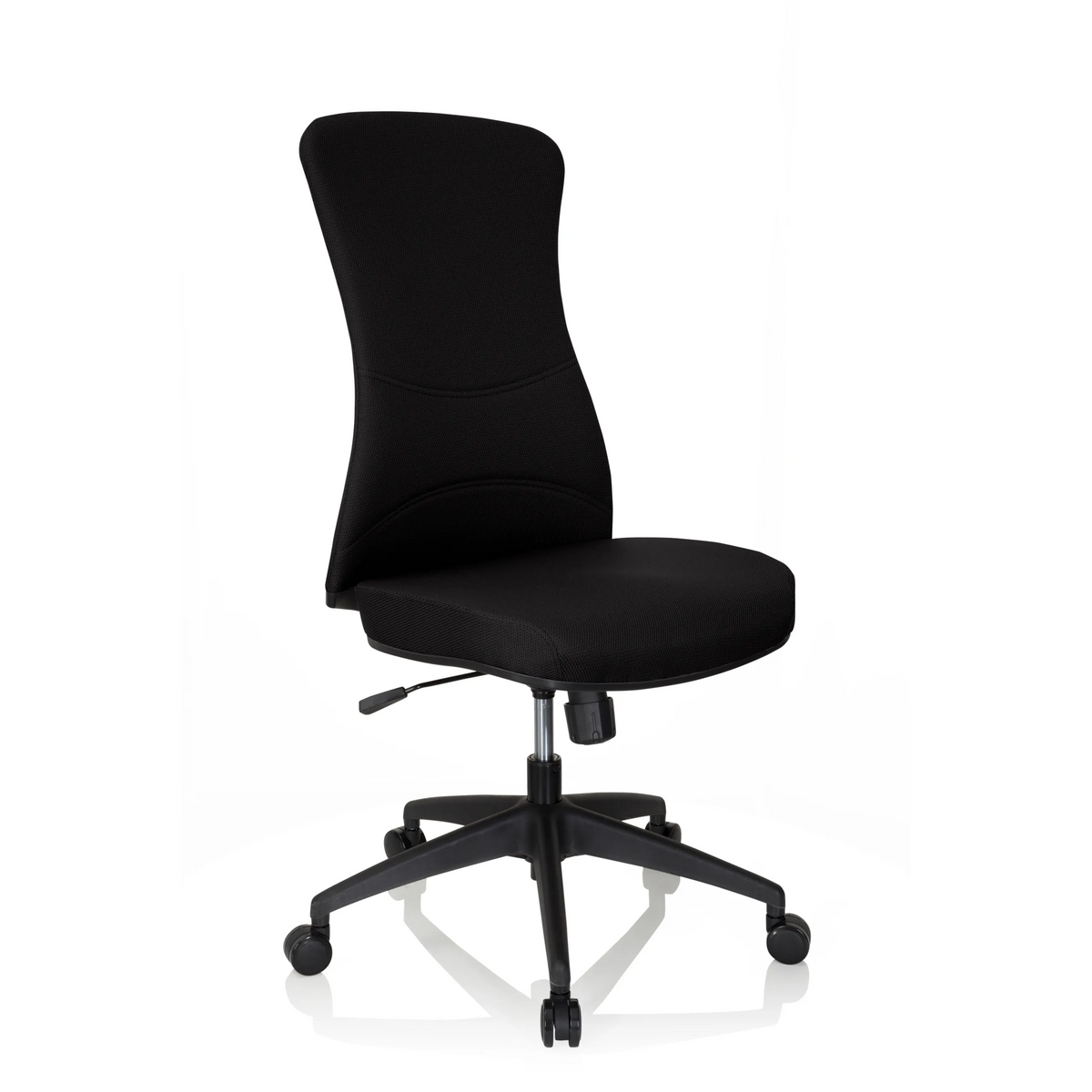 Siège de bureau de qualité professionnelle OFFICE XT noir avec piètement et cinq roulettes de hjh OFFICE – vue à 360° (vue de trois quarts avant 40°)