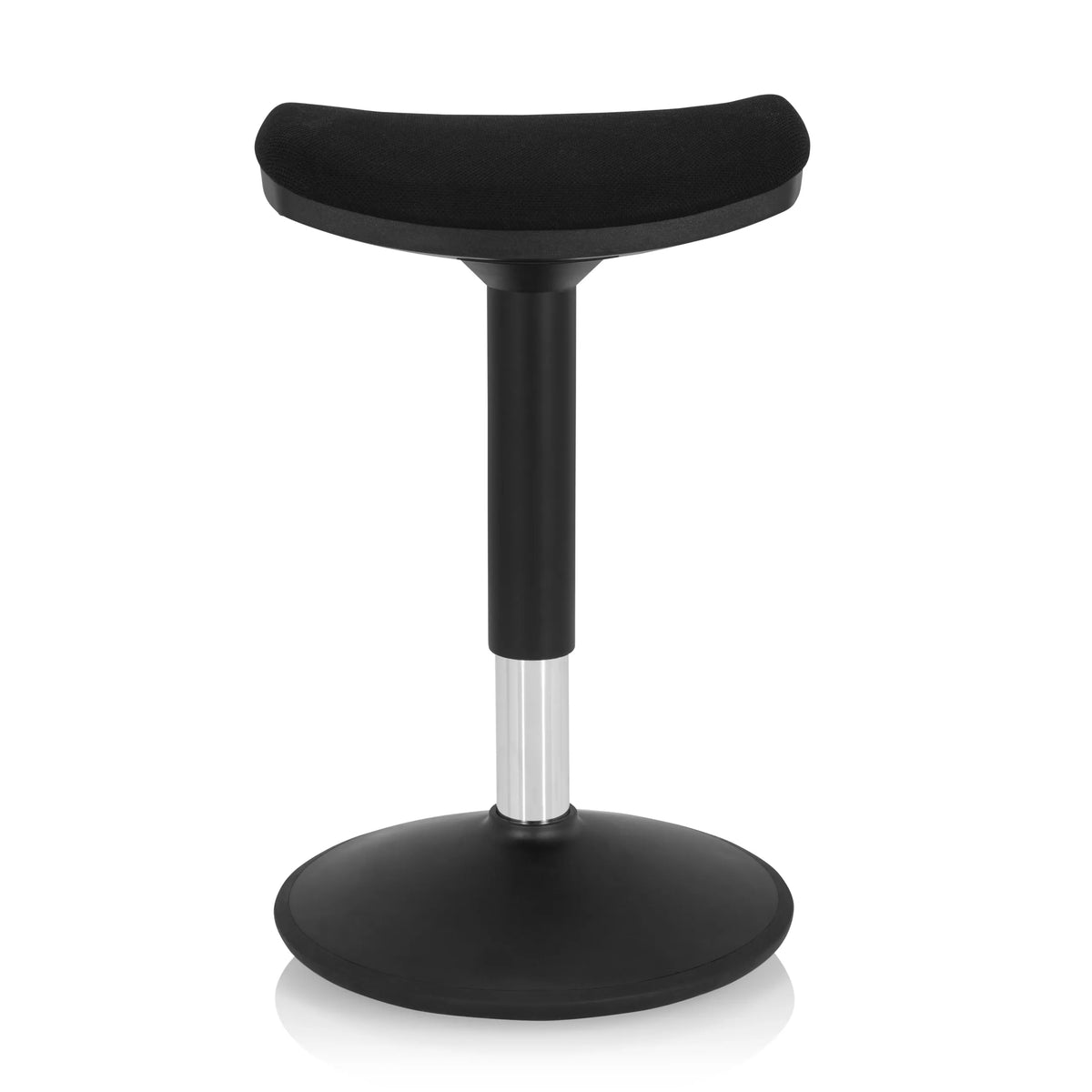Siège assis-debout BALANCE SIT I B noir avec assise incurvée et pied rond de hjh OFFICE – vue à 360° (vue de face 0°)