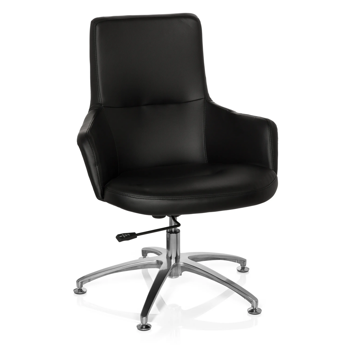 Fauteuil de salon SHAKE 300 noir avec rembourrage et piétement étoile brillant de hjh OFFICE – vue à 360° (vue de face 20°)