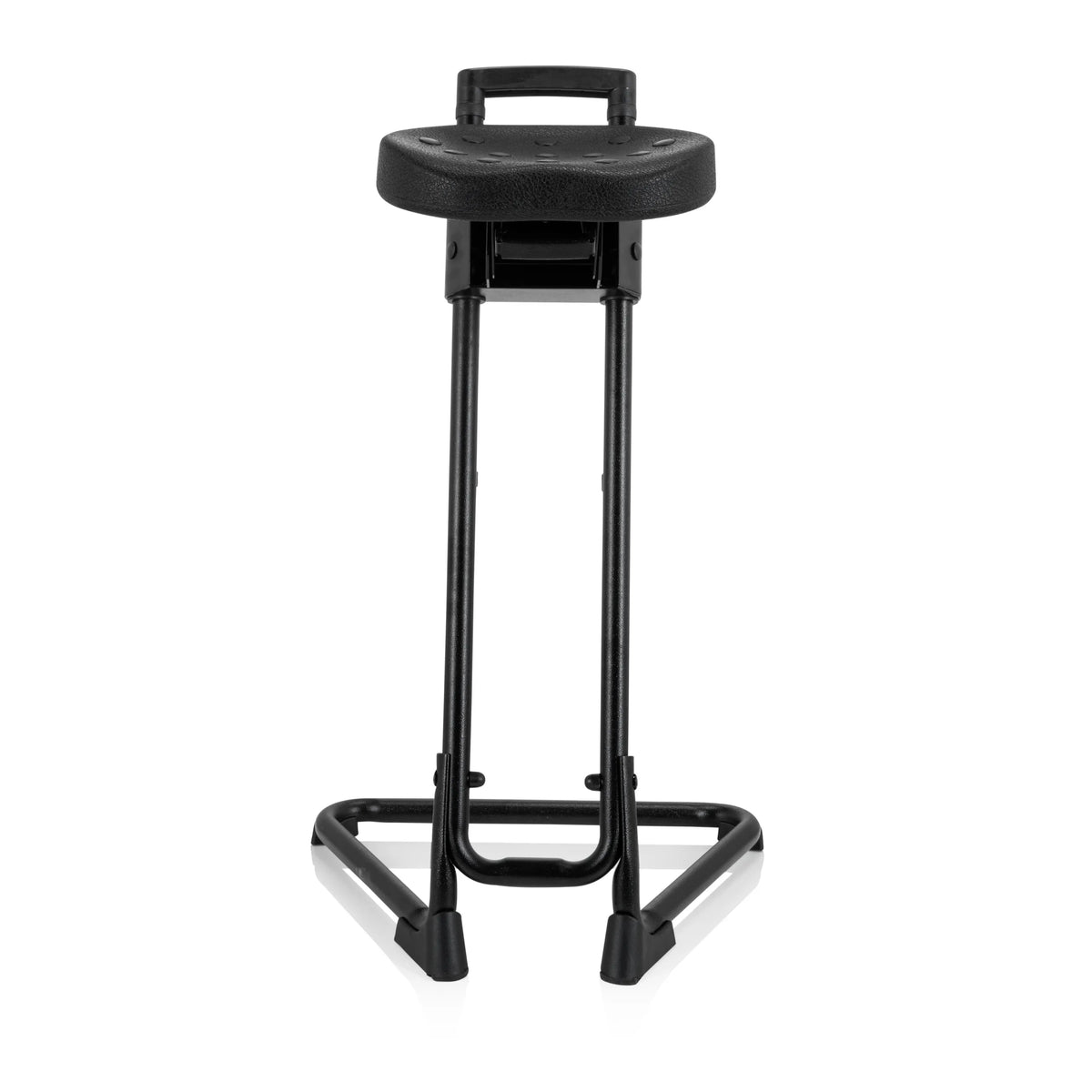 Siège assis-debout TOP WORK 32 noir avec assise rembourrée et piètement en U de hjh OFFICE – vue à 360° (vue de face 0°)