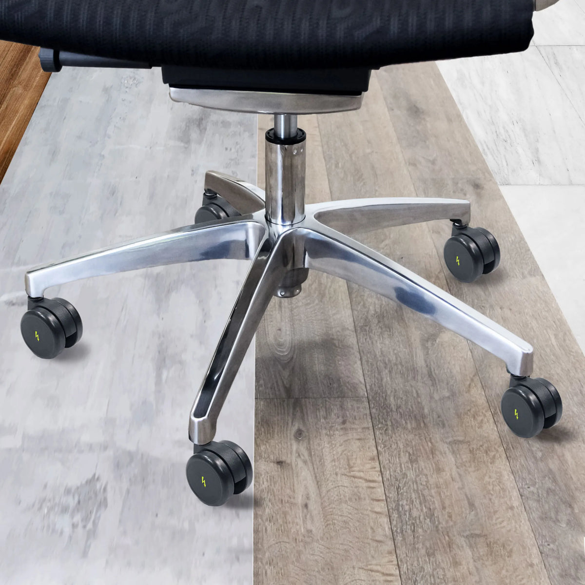 Piètement à cinq branches avec roulettes noires 5x ROLO ESD 11mm/65mm pour sols durs de hjh OFFICE