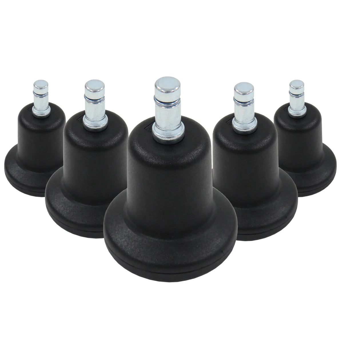 Cinq patins de chaise noirs 5 x STAND Nr. 11 avec des clous métalliques argentés de hjh OFFICE