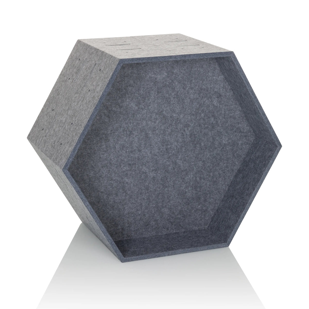 Cloison de séparation FLEXMIUT STORE B hexagonale en feutre gris de hjh OFFICE – vue à 360° (vue de face 15°)