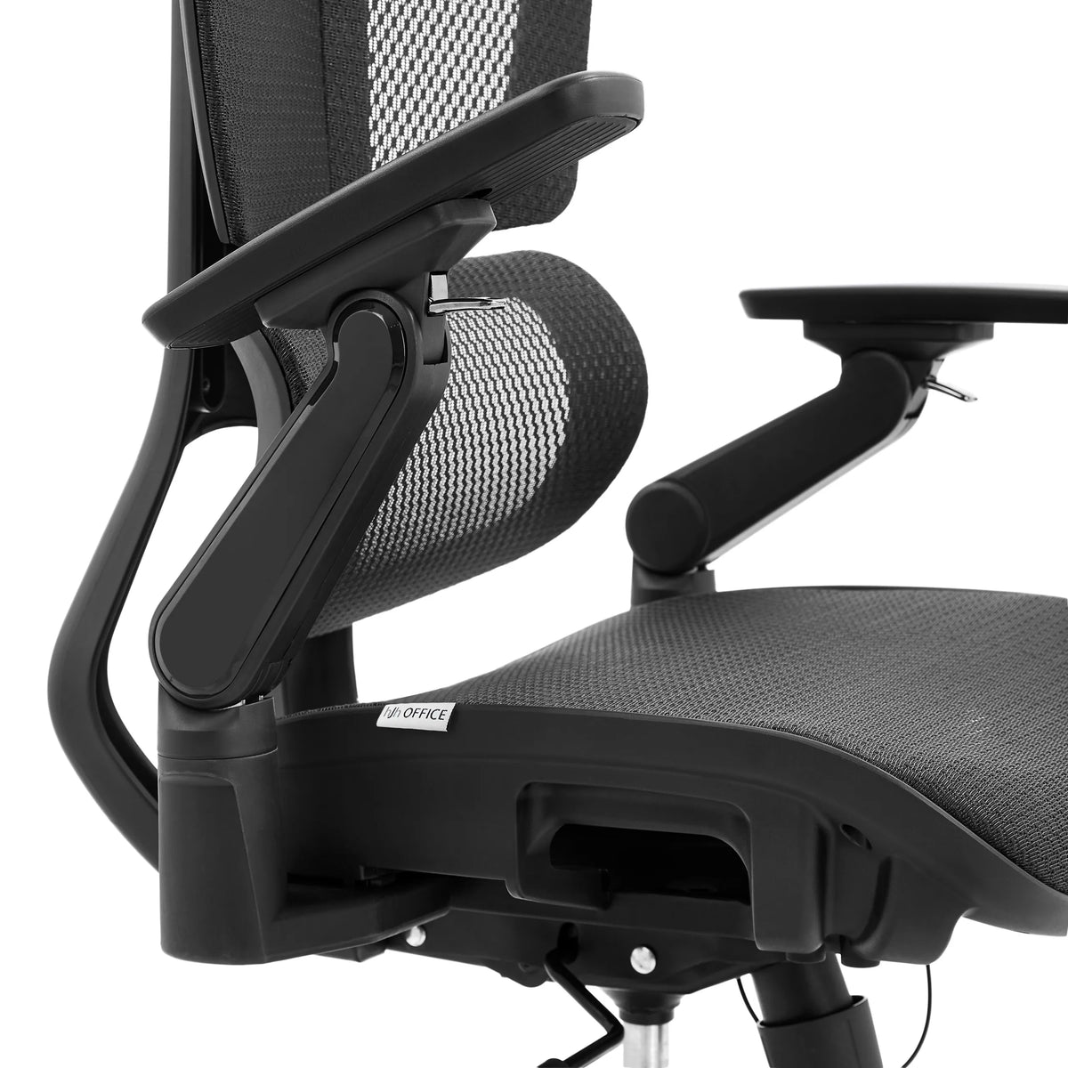 Accoudoir réglable du siège de bureau de qualité professionnelle Ergo U2 Pro3 avec dossier en maille noir de hjh OFFICE