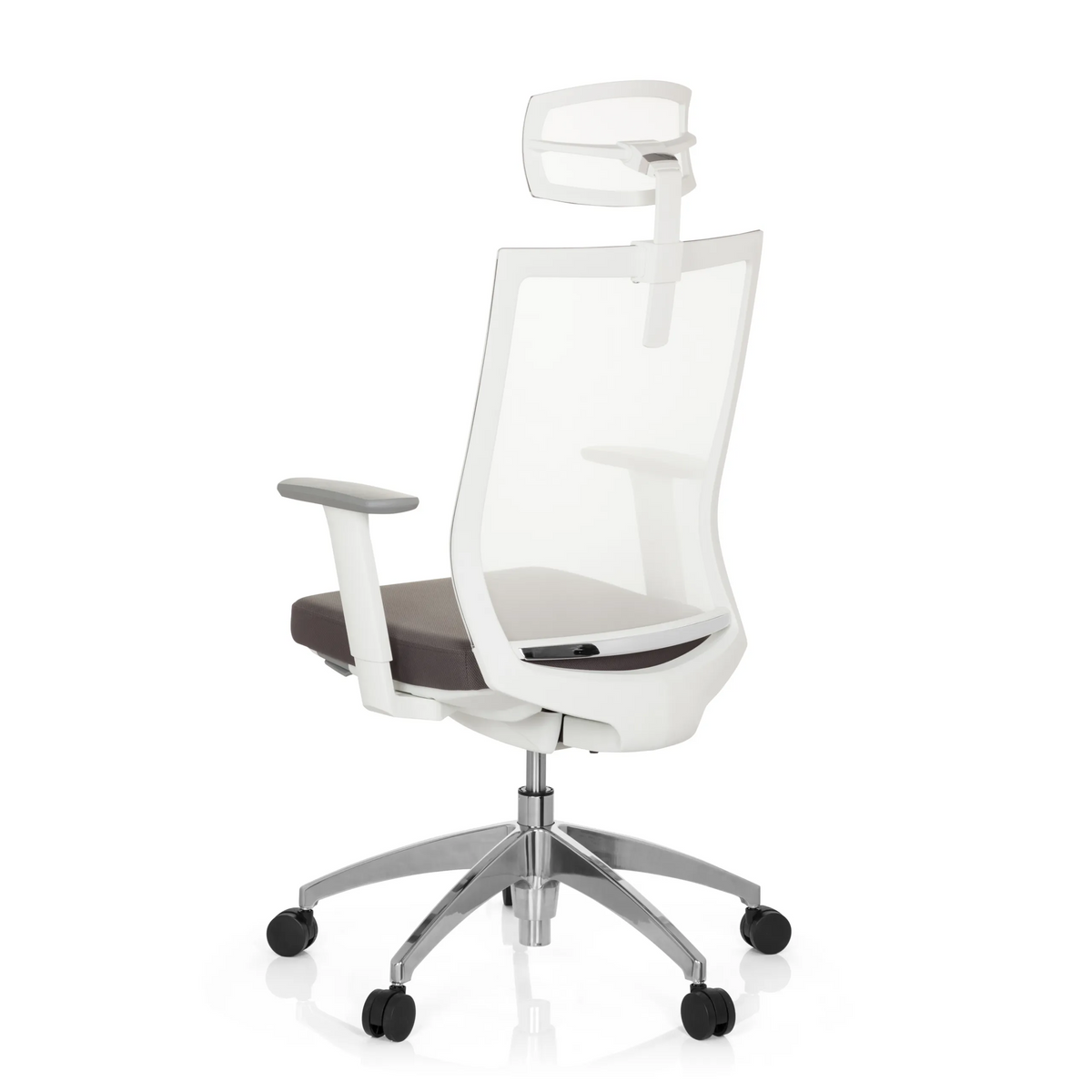 Appuie-tête blanc KS ASPEN pour un fauteuil de bureau avec dossier en maille de hjh OFFICE – vue à 360° (vue de face 0°)