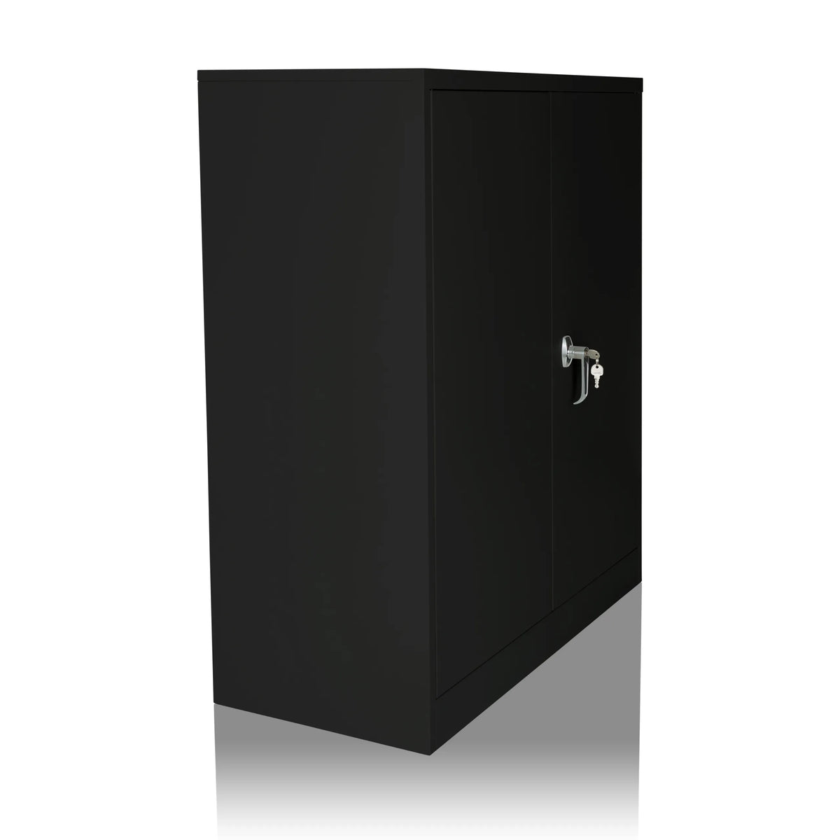 Armoire de classement COLOR AS 105 noire avec deux portes et une poignée argentée de hjh OFFICE – vue à 360° (vue de trois quarts avant 60°)