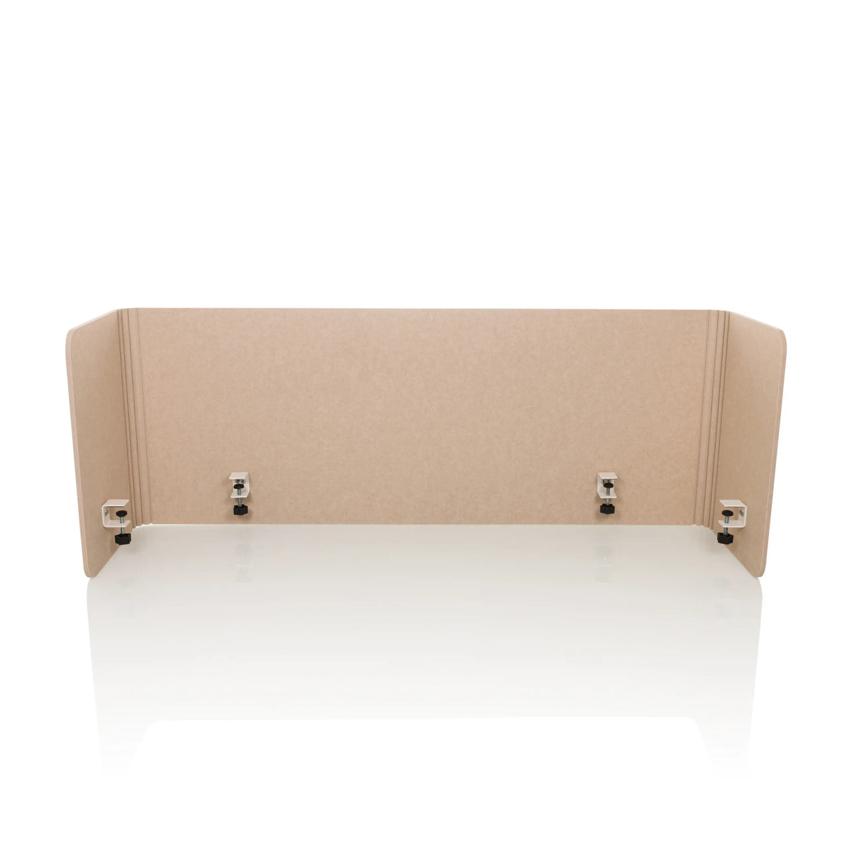 Cloison de table beige FLEXMIUT U avec ailes latérales et quatre clips de fixation de hjh OFFICE – vue à 360° (vue de face 0°)
