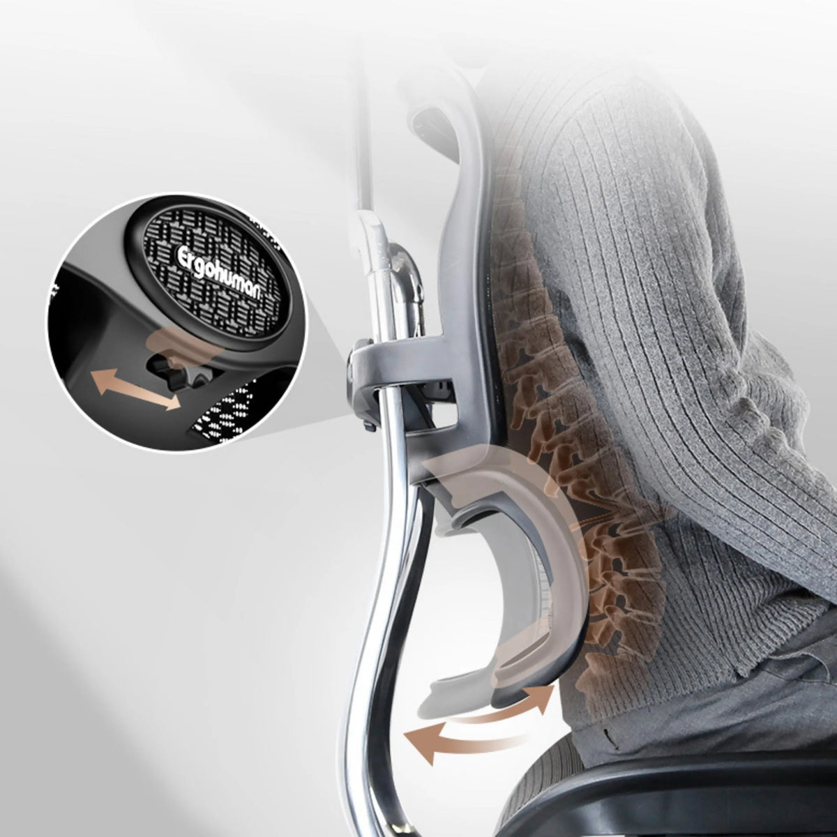 Support lombaire réglable du siège de direction de luxe ERGOHUMAN SIGNATURE GEN2 avec logo intégré de hjh OFFICE