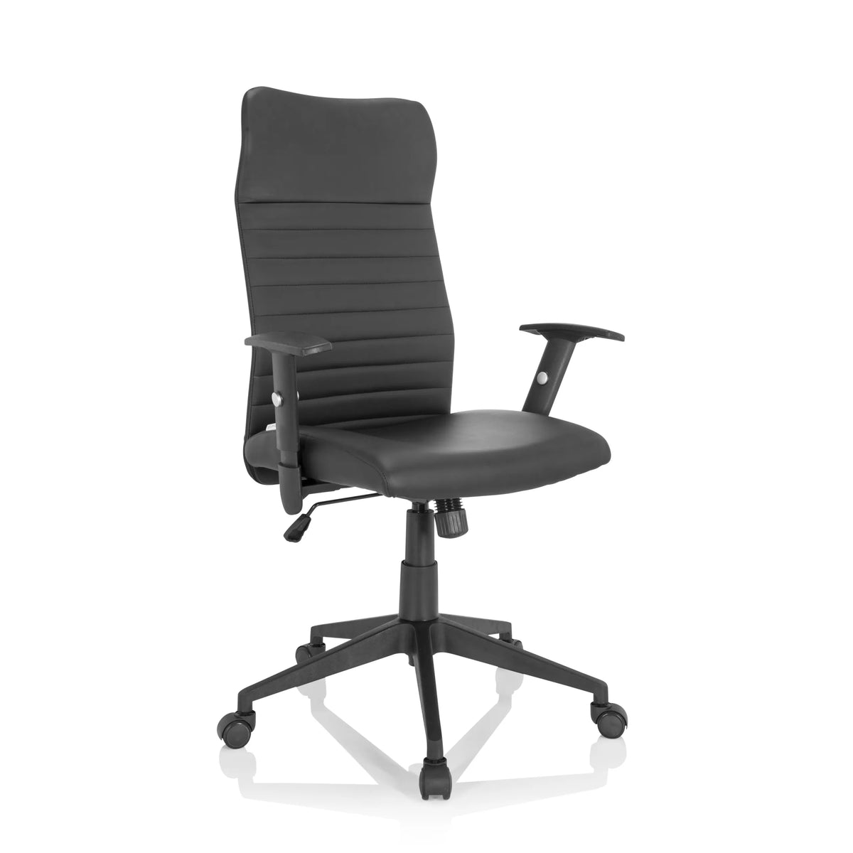 Siège de bureau à domicile ARTON 30 noir avec rembourrage matelassé et pied à cinq roulettes de hjh OFFICE – vue à 360° (vue de trois quarts avant 40°)