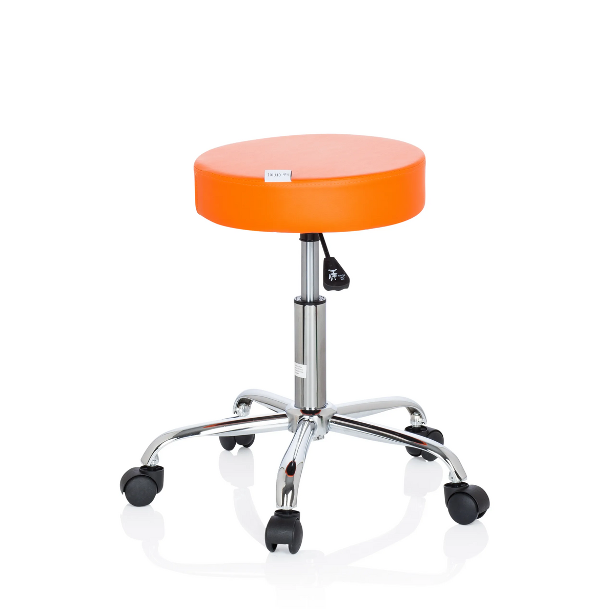 Tabouret pivotant orange OPERATOR II avec vérin à gaz et base à cinq roulettes de hjh OFFICE – vue à 360° (vue de profil 100°)