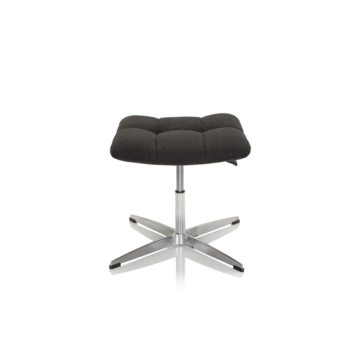 Tabouret rembourré noir SARANTO avec assise carrée et piètement étoile en métal de hjh OFFICE – vue à 360° (vue de face 0°)