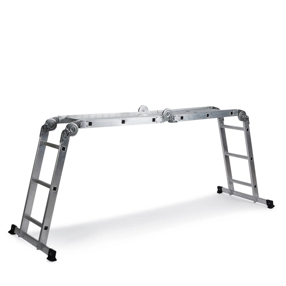 Échelle pliante SOLID W3 en aluminium argentée avec douze marches de hjh OFFICE – vue à 360° (vue de profil 72°)