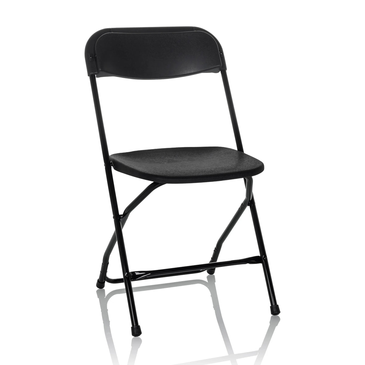 Chaise d'extérieur noire TUDELA XXL B avec dossier simple et structure en métal de hjh OFFICE – vue à 360° (vue de face 15°)