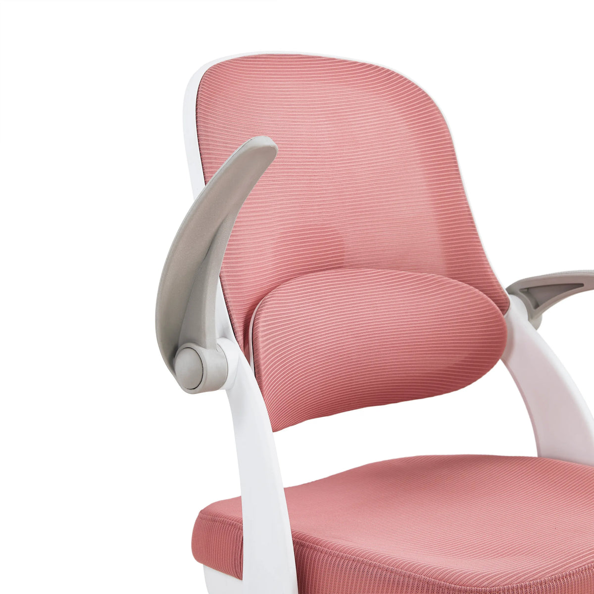 Revêtement en tissu rose texturé et accoudoir gris de la chaise pivotante pour des enfants Kiddy Smart Step de hjh OFFICE
