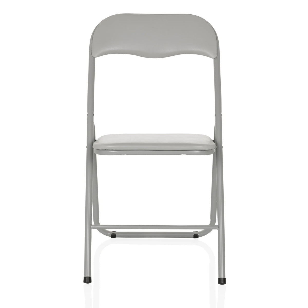 Chaise pliante TUDELA BASIC grise avec assise et dossier rembourrés de hjh OFFICE – vue à 360° (vue de face 0°)