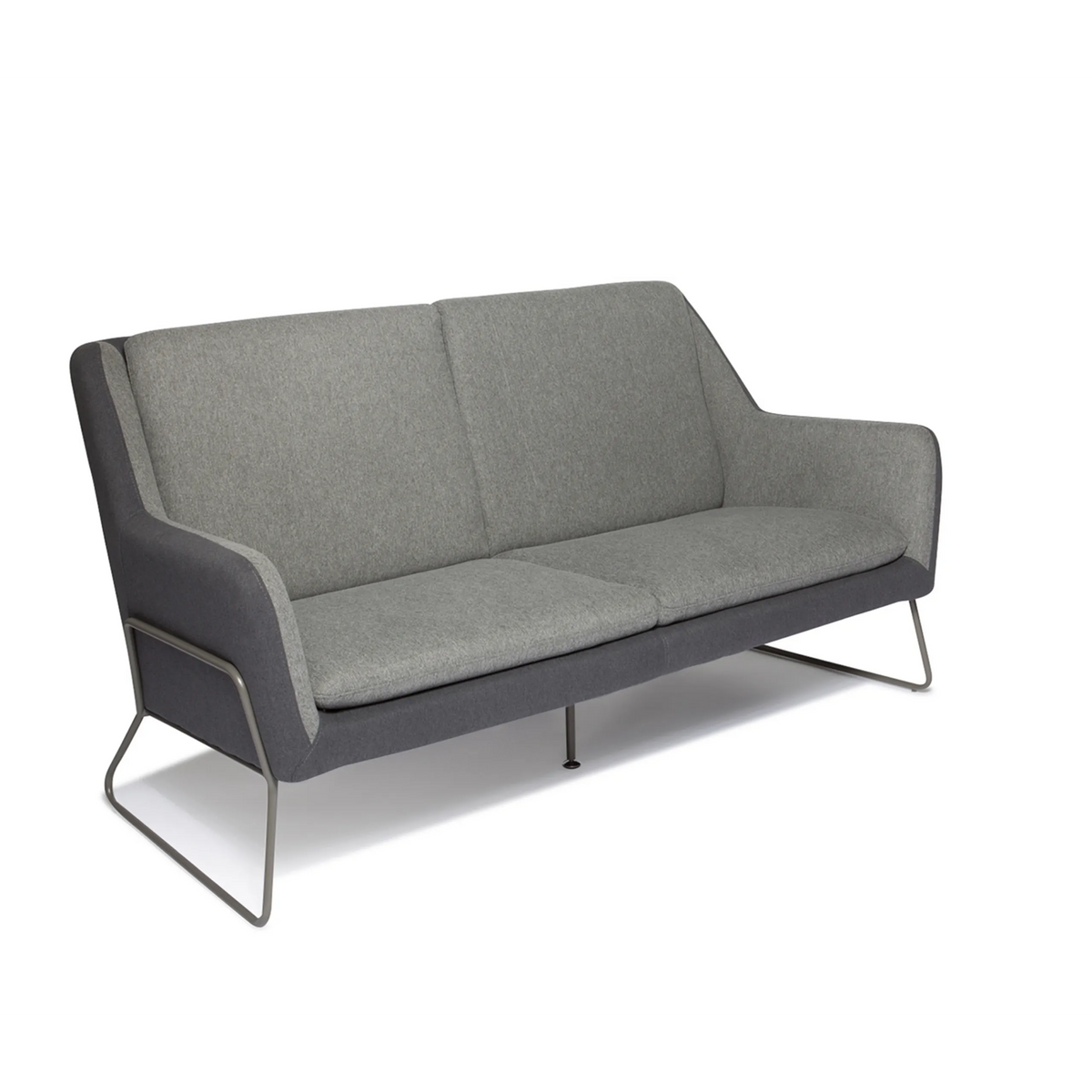 Canapé lounge LAGUN gris clair avec des accents gris foncé et des pieds métalliques fins de hjh OFFICE – vue à 360° (vue arrière 180°)
