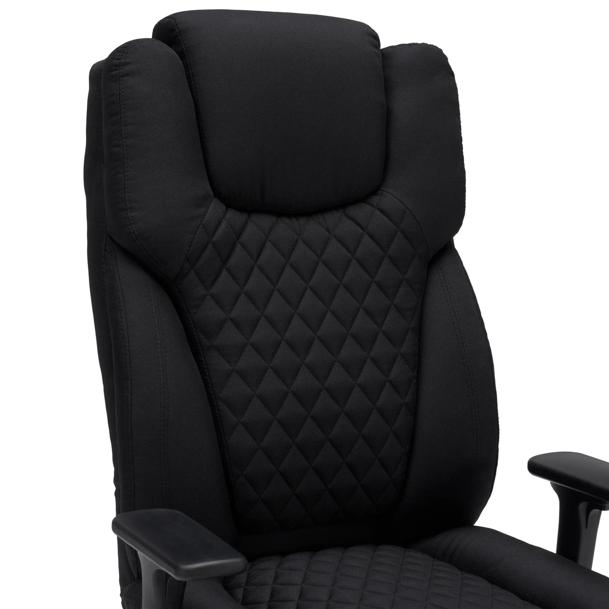 Dossier avec surpiqûres en losanges du siège pivotant XXL Pullmann Gen2 en tissu noir de hjh OFFICE