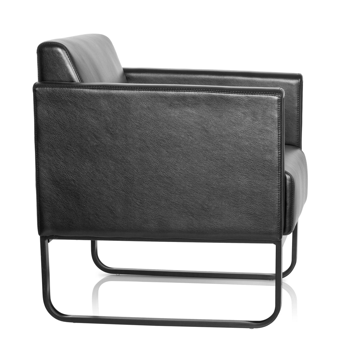 Fauteuil rembourré noir BALI BLACK avec accoudoirs et structure de hjh OFFICE – vue à 360° (vue de profil 80°)