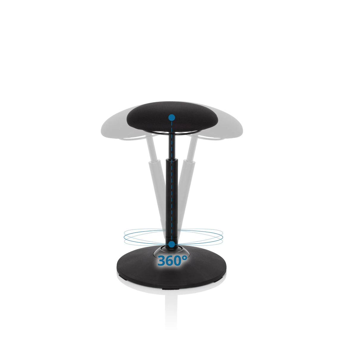 Fonction de rotation à 360 degrés du siège assis-debout noir BALANCE SIT de hjh OFFICE