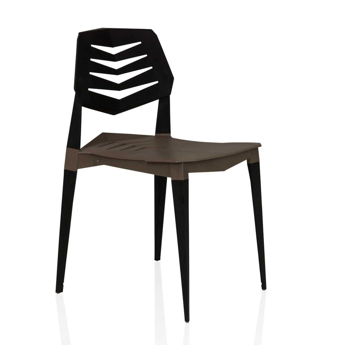 Chaise d'extérieur Flecharo marron-noir avec dossier ajouré de hjh LIVING – vue à 360° (vue de trois quarts avant 45°)
