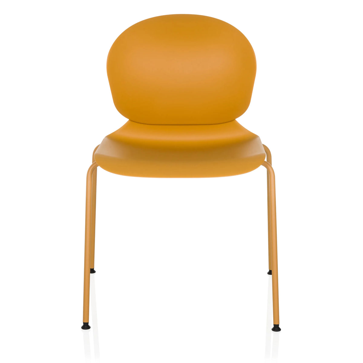 Chaise à quatre pieds T36 VI jaune avec coque d'assise arrondie et dossier de hjh OFFICE – vue à 360° (vue de face 0°)