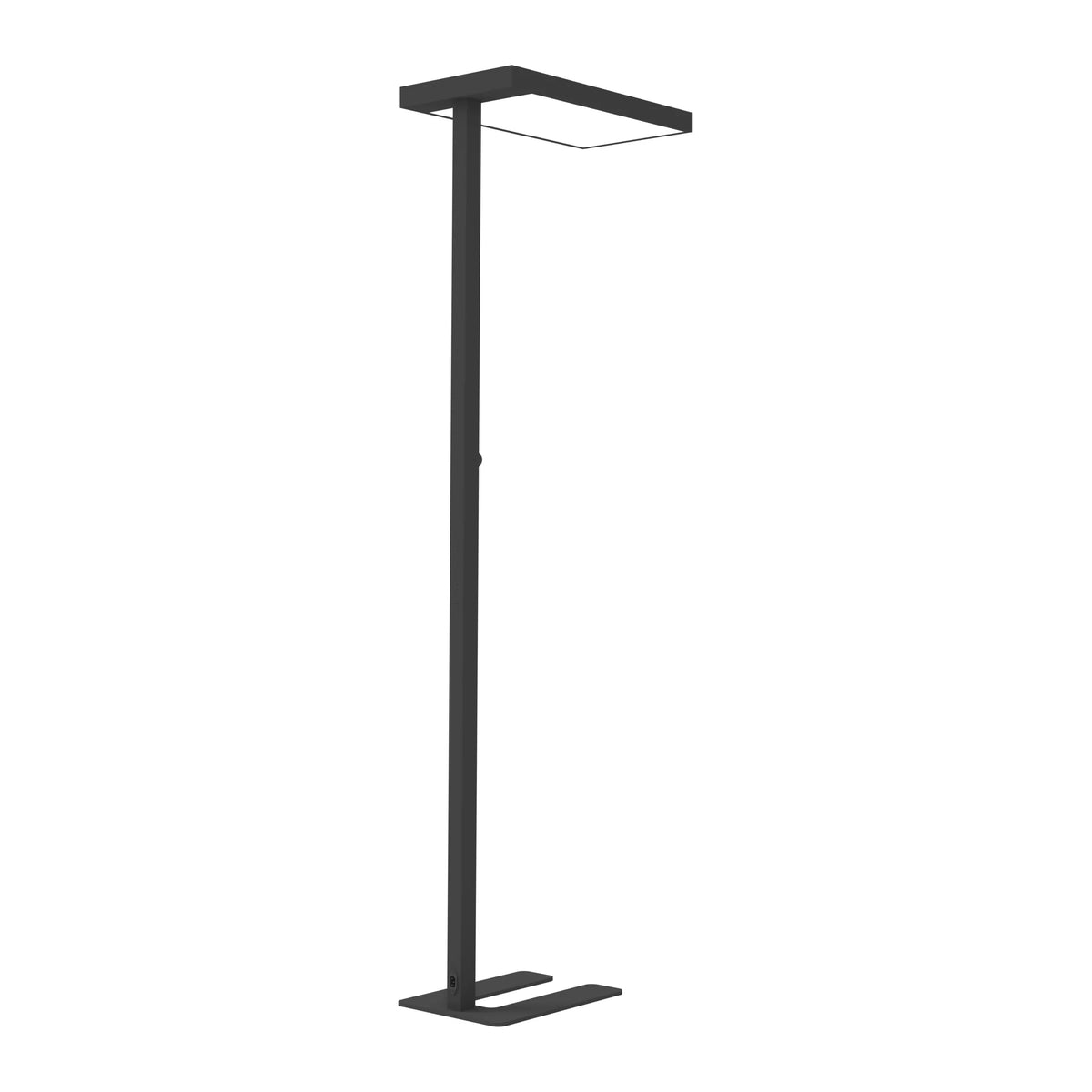 Schwarze LED-Stehlampe LUMANOVA mit L-förmigem Lampenkopf und flachem Standfuß von hjh OFFICE