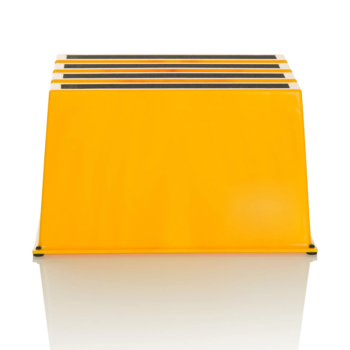 Tabouret marchepied jaune TIO-E1 avec trois marches antidérapantes de hjh OFFICE – vue à 360° (vue de face 0°)