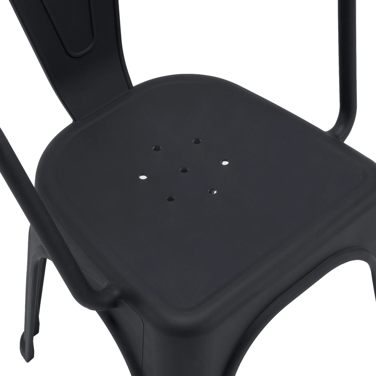 Assise perforée de la chaise de bistrot Vantaggio Poly en noir de hjh OFFICE