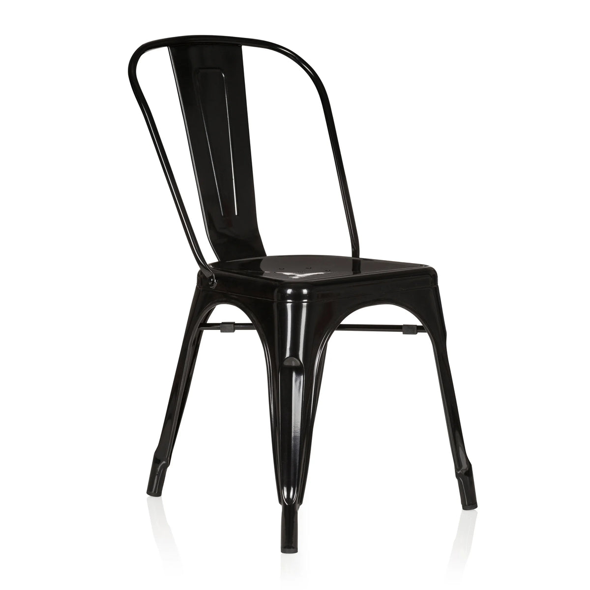 Chaise de bistrot noire VANTAGGIO COMFORT avec structure en métal et dossier haut de hjh OFFICE – vue à 360° (vue de trois quarts avant 40°)