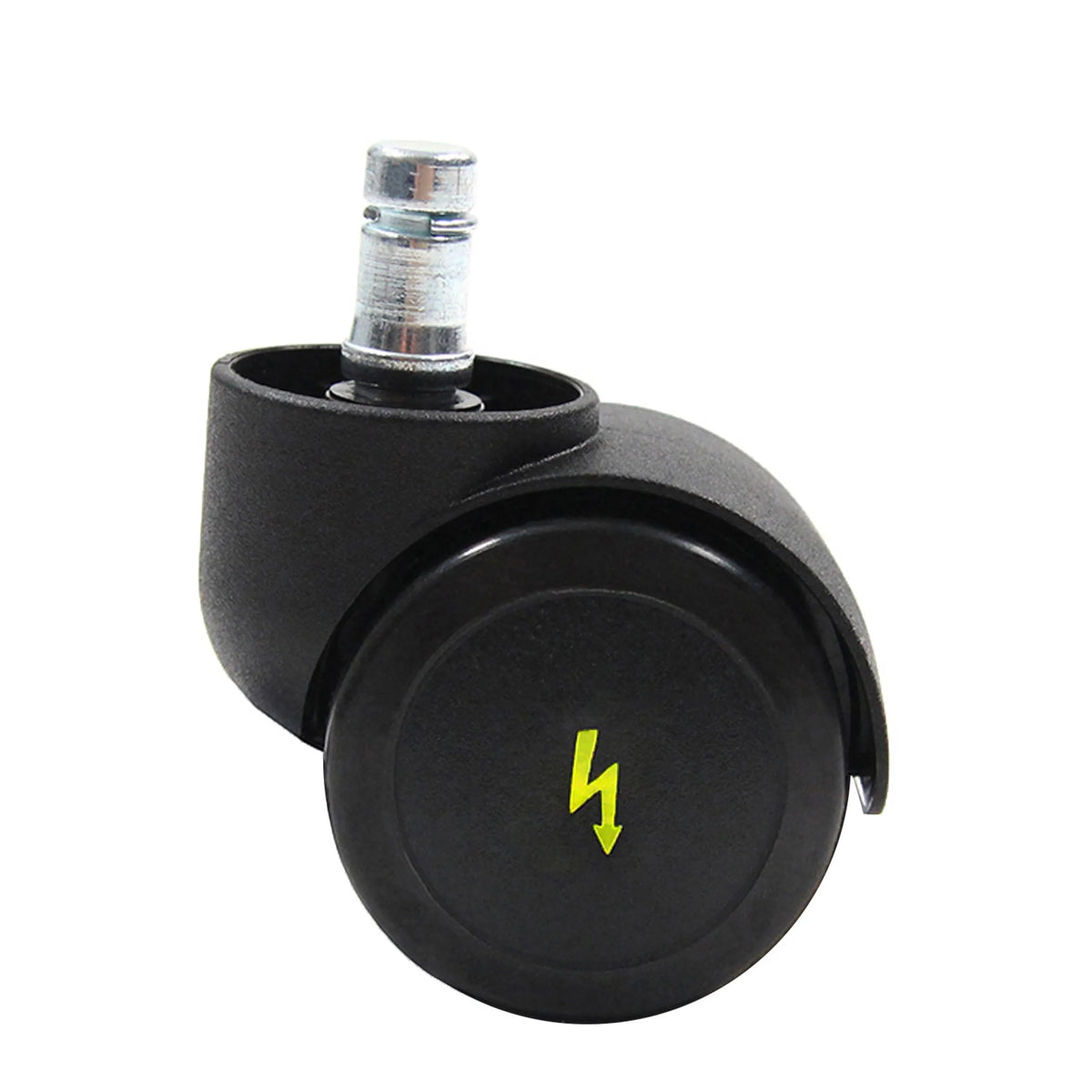 Roulettes 5x ROLO ESD 11mm/50mm noires pour sols durs avec un symbole d'éclair jaune sur la bande de roulement de hjh OFFICE