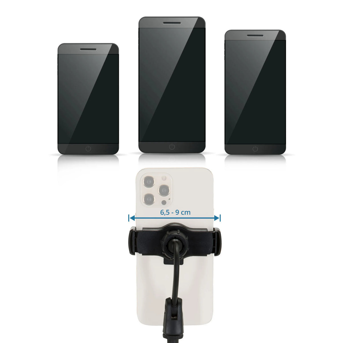 Largeur réglable de 6,5 à 9 cm du support de téléphone portable & tablette FLEXMOBI II de hjh OFFICE