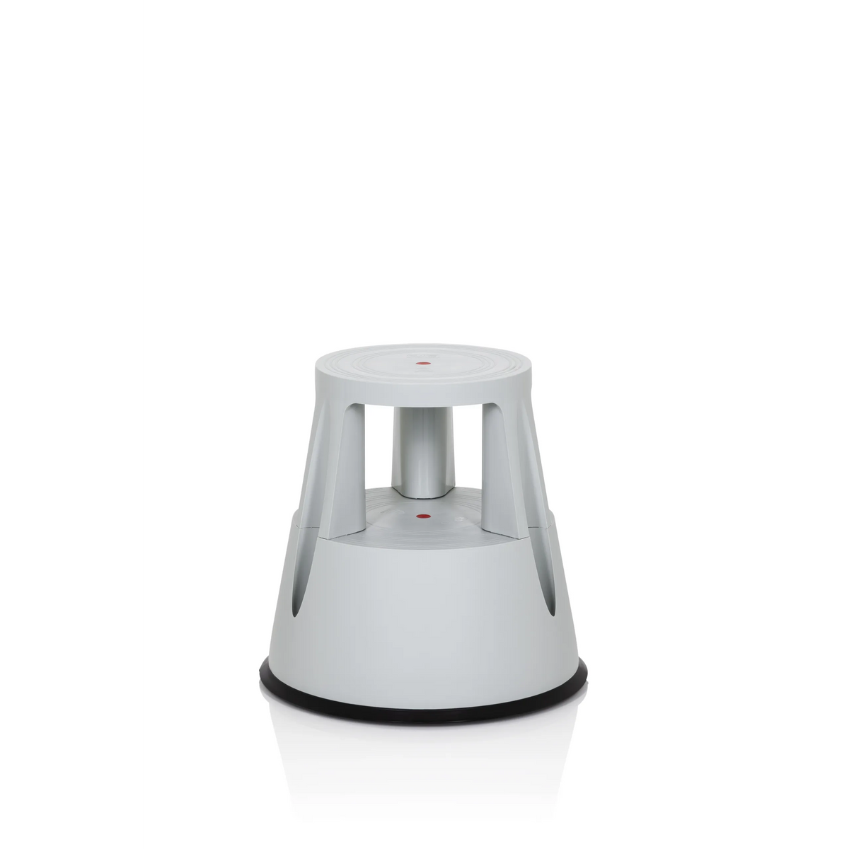 Tabouret marchepied TIO-M I gris clair avec surface ronde et anneau de sol noir de hjh OFFICE – vue à 360° (vue de face 0°)