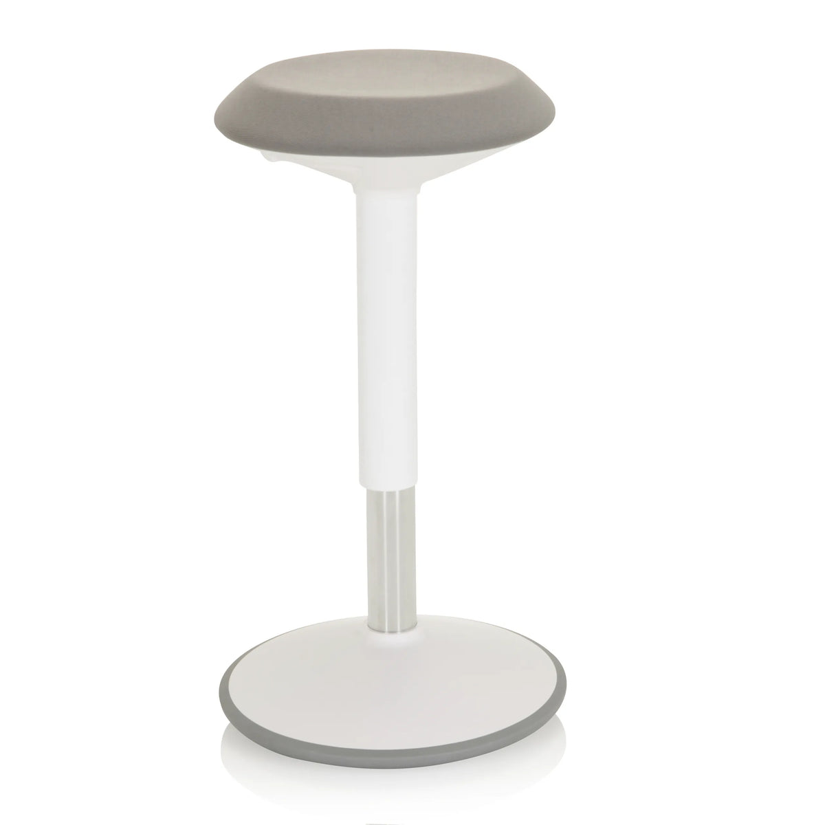 Siège assis-debout BALANCE SIT III W blanc avec assise grise et base ronde de hjh OFFICE – vue à 360° (vue de face 20°)