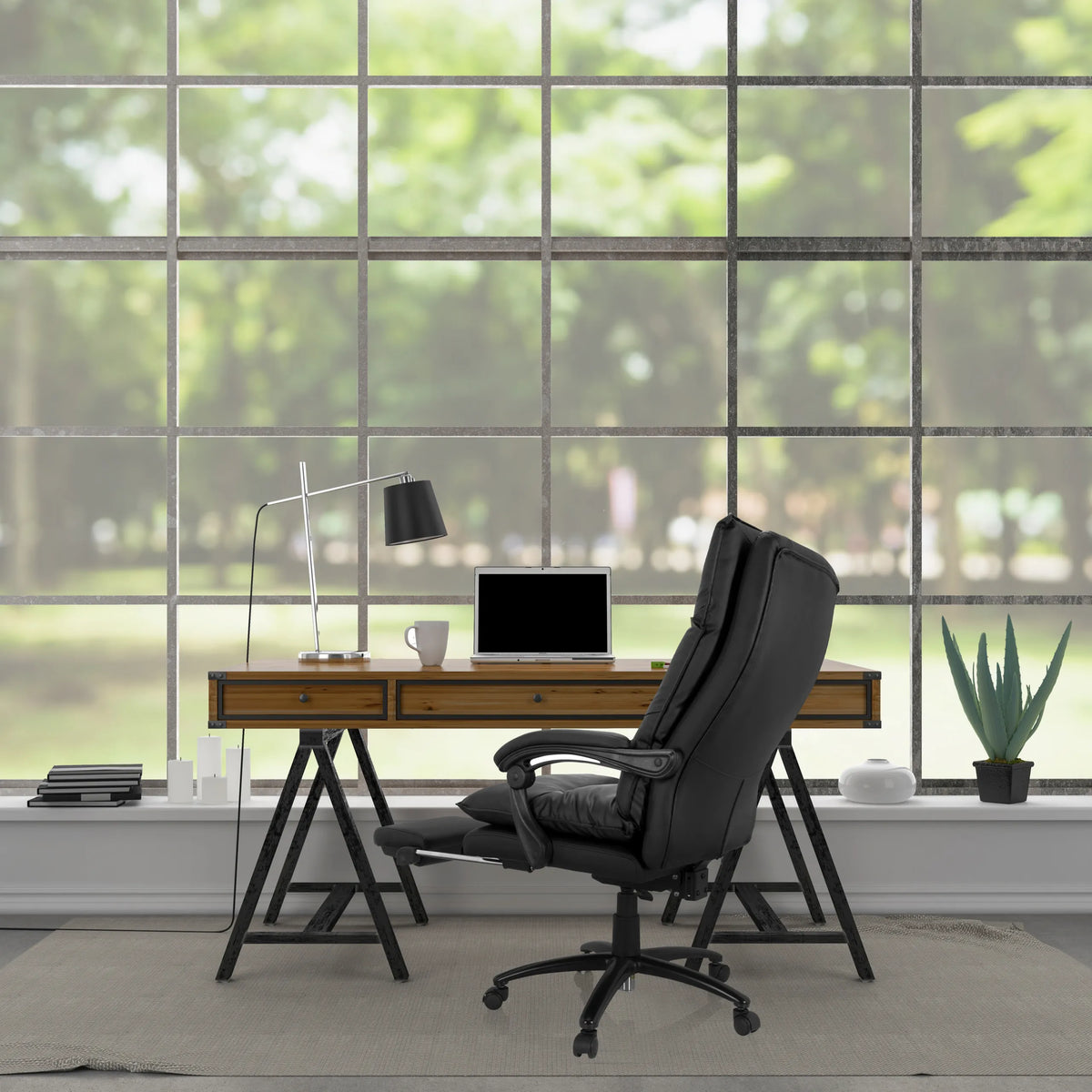 Siège de direction pour bureau à domicile RELAX CL 200 noir en similicuir à un bureau de MyBuero