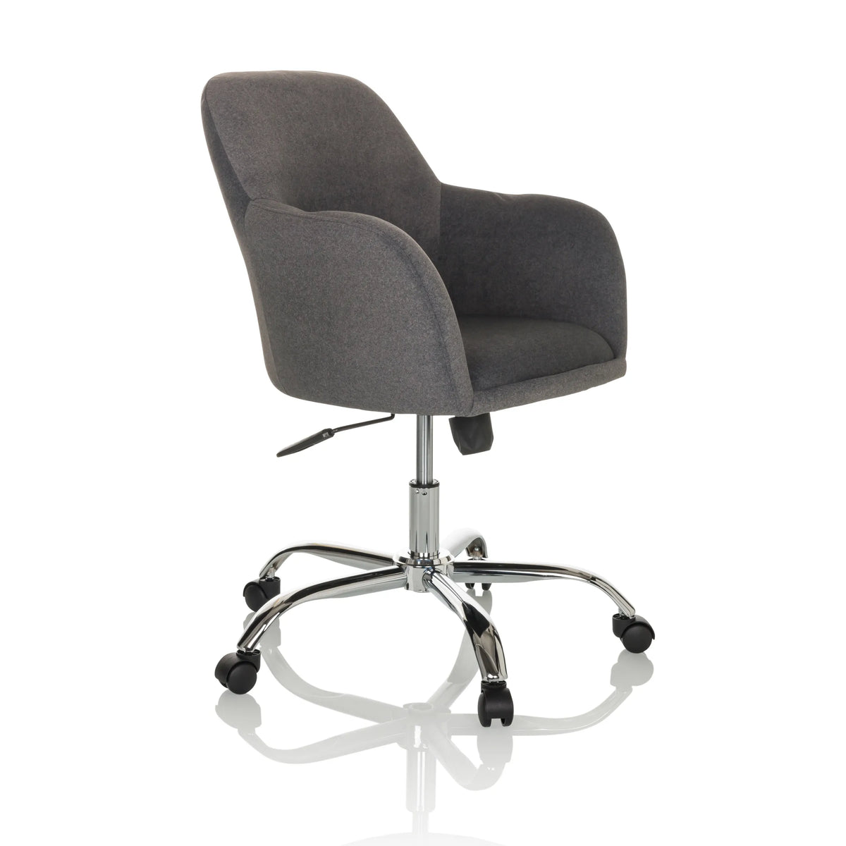 Siège de bureau à domicile SOLAO 300 gris foncé avec rembourrage et base à cinq roulettes de hjh OFFICE – vue à 360° (vue de trois quarts avant 45°)