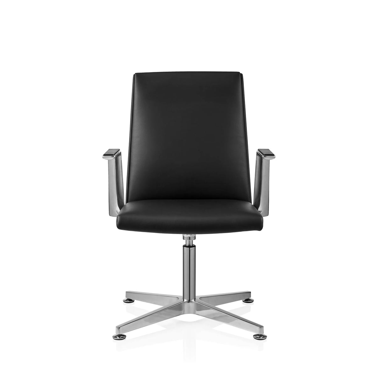 Siège visiteur noir AMBASSADO V avec accoudoirs et piètement étoile brillant de hjh OFFICE – vue à 360° (vue de face 0°)