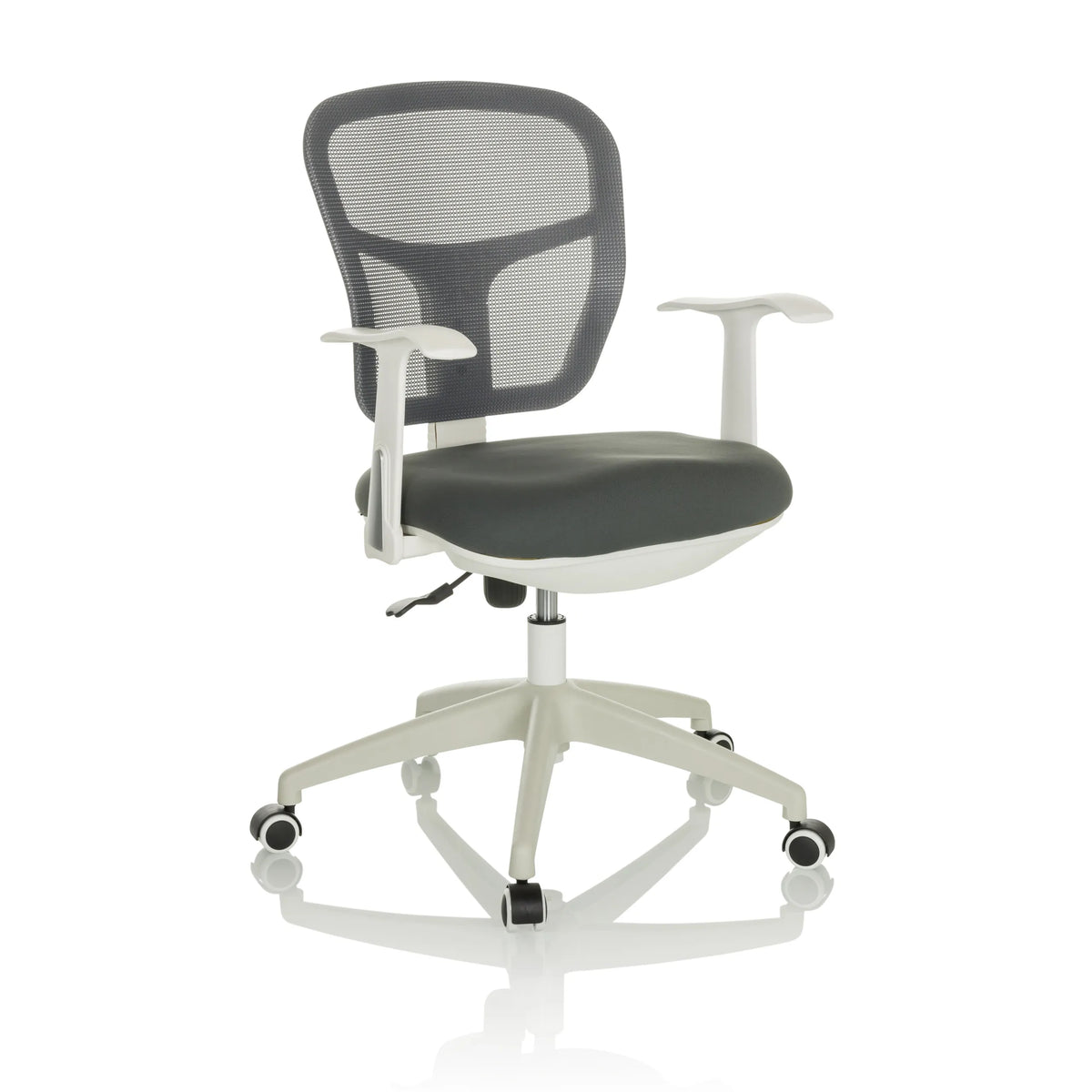 Siège de bureau à domicile TOP 108 W gris avec dossier en maille et piètement à cinq roulettes de hjh OFFICE – vue à 360° (vue de trois quarts avant 30°)