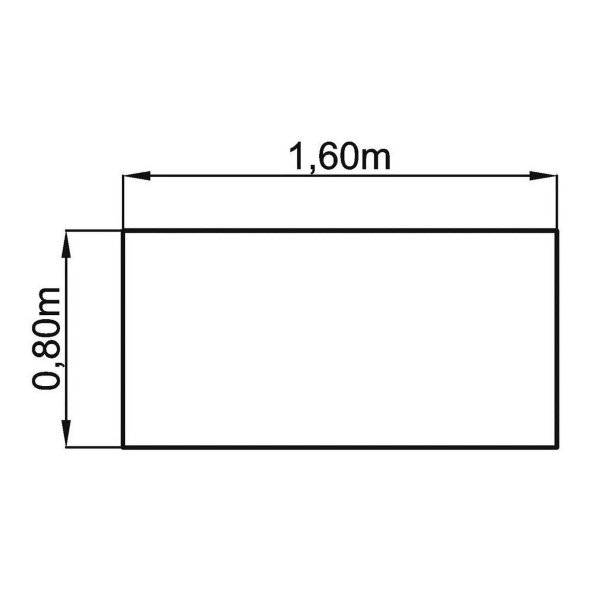 Dessin technique du bureau YAMA 16 G de 1,60 × 0,80 m de hjh OFFICE PRO