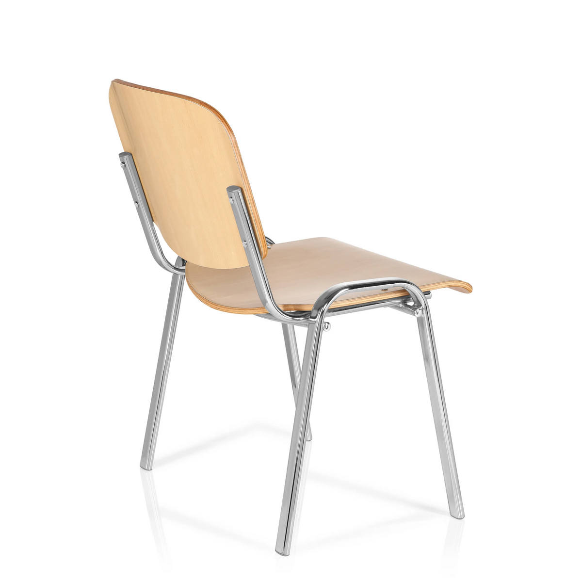 Chaise à quatre pieds XT 600 C H en hêtre avec structure en chrome de hjh OFFICE – vue à 360° (vue de trois quarts arrière 120°)