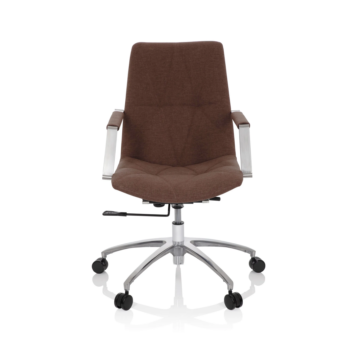 Siège de bureau à domicile SARANTO II marron moyen avec accoudoirs et pied à cinq roulettes de hjh OFFICE – vue à 360° (vue de face 0°)
