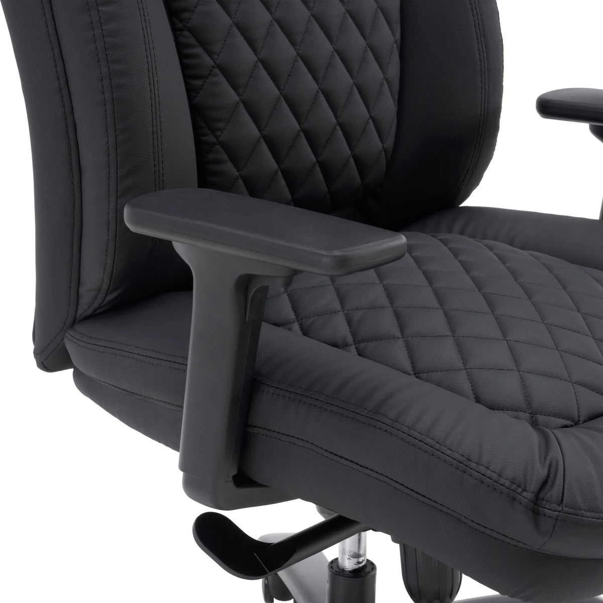 Accoudoir et rembourrage en similicuir matelassé du siège pivotant XXL Pullmann Gen2 en noir de hjh OFFICE