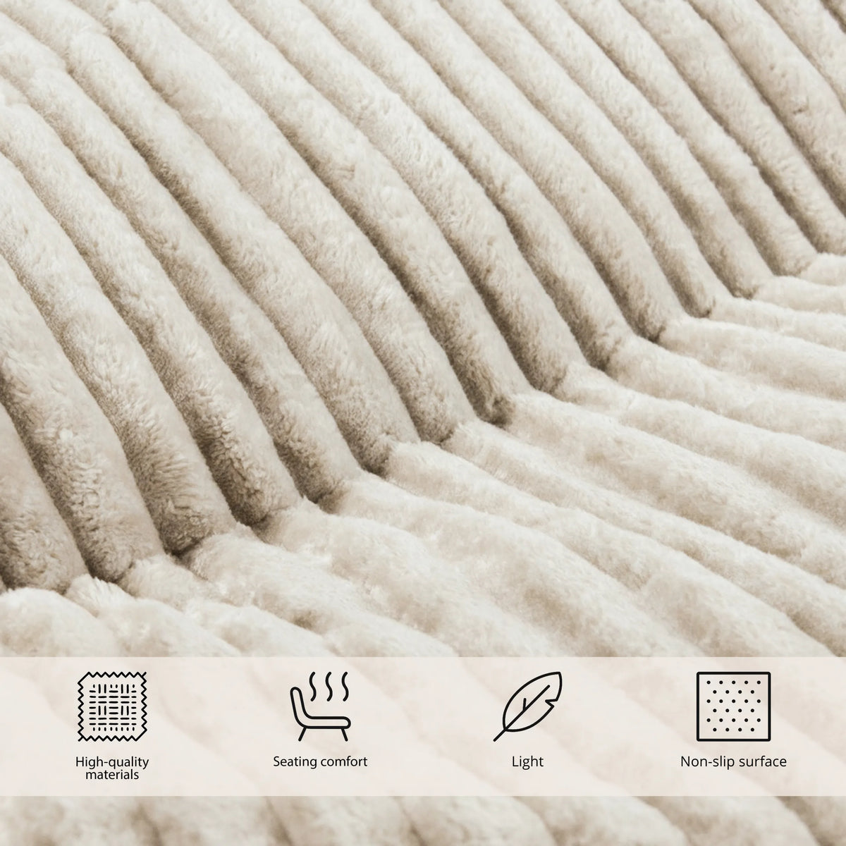 Tissu velours côtelé beige du Poufs Sitzolo R de hjh LIVING